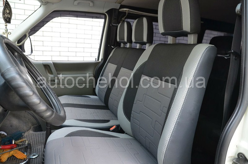 Серые чехлы на сиденья Volkswagen T4,производитель MW_BROTHERS, Premium Style