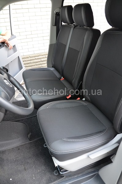 Серые авточехлы на Volkswagen Transporter T6 2013, Premium Style, MW Brothers