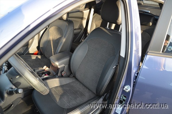 Кожаные чехлы на Hyndai IX 35 2009,кожа с алькантарой Leather StyLe MW BROTHERS