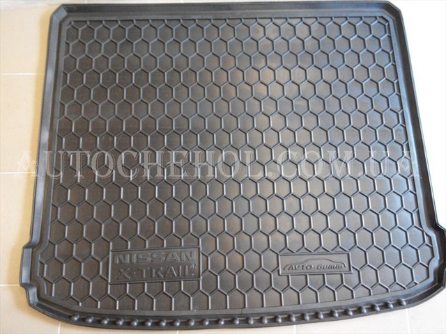 Черный качественный коврик в багажник Nissan Xtrail 2007, autogumm