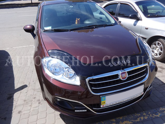 Дефлектор капота на Fiat Linea 2007-2015, мухобойка на Linea, Vip Tuning Россия