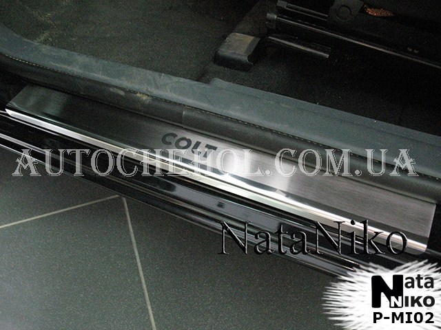 Накладка на пороги Mitsubushi Colt 3D, premium, 2 штуки