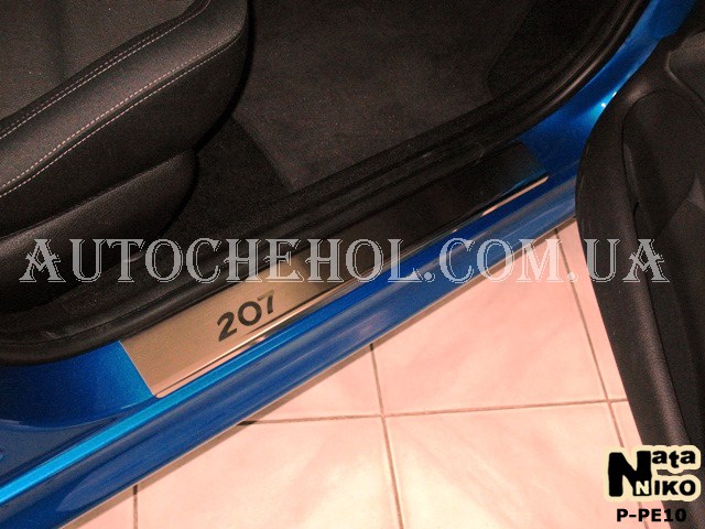 Накладка на пороги Peugeot 207, premium, 4 штуки