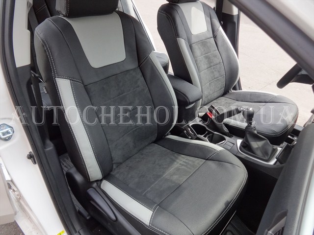 Чехлы на сиденья Toyota corolla 2013,Leather StyLe, серые вставки, MW BROTHERS