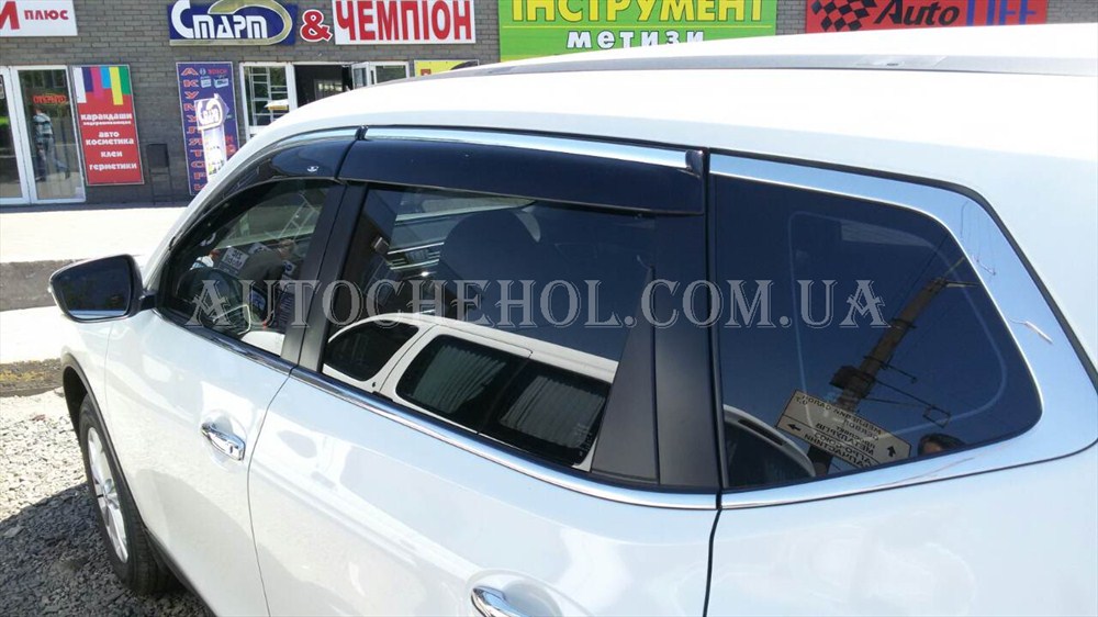 Дефлекторы боковых окон для Nissan X-trail T32 хром, XIK,Тайвань