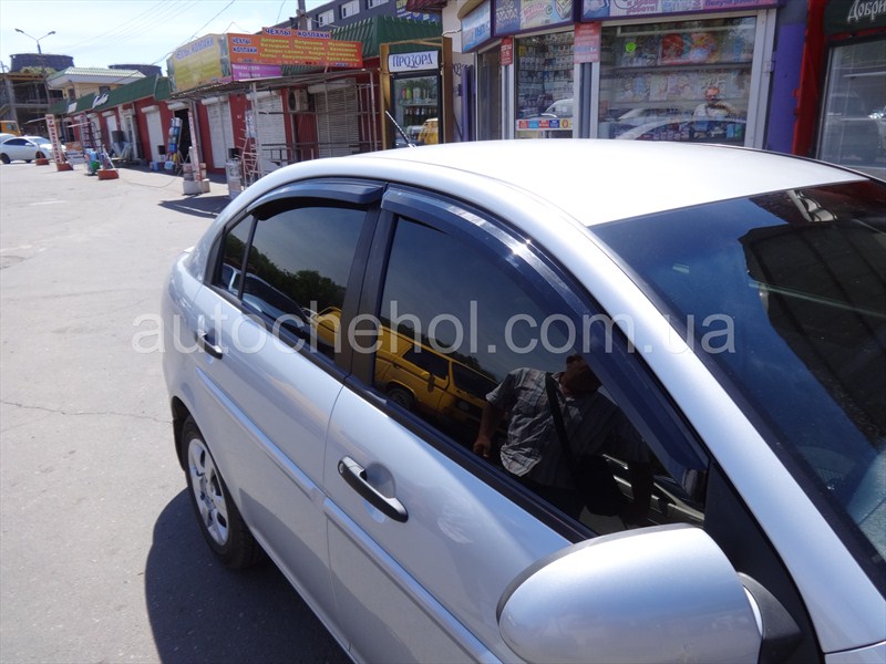 Дефлекторы боковых окон для Hyndai accent 3 (Verna), ветровики на verna, Auto Clover,Корея