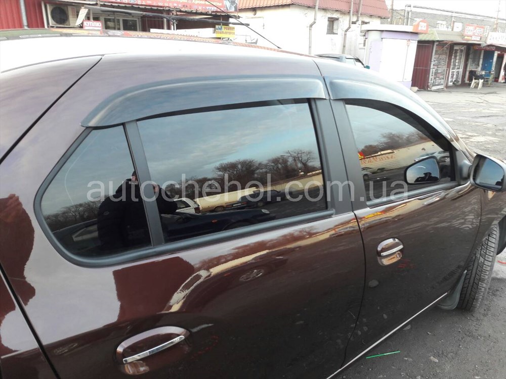 Дефлекторы боковых окон для Renault Logan 2013, ветровики на logan, Cobra