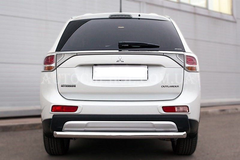 Защита заднего бампера на Mitsubishi Outlander 2012, ровная, ST-Line
